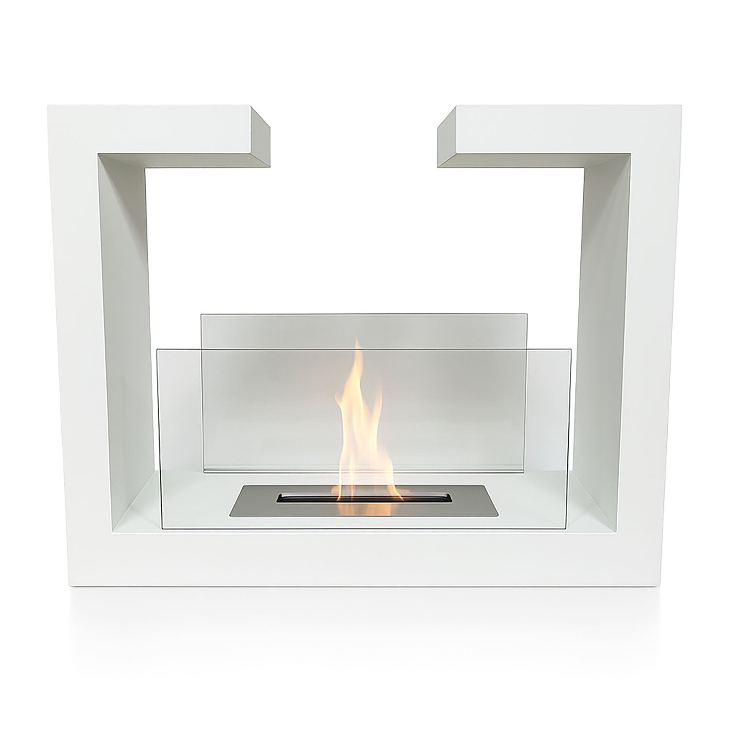 Camino a Bioetanolo da Terra Venus Free Standing Geometrico e Vetri Protettivi Serbatoio 850 ml in Acciaio Verniciato