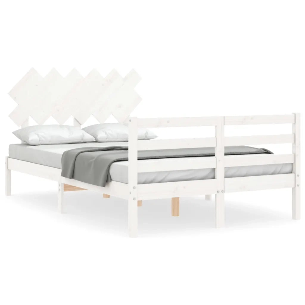 Giroletto con Testiera-Struttura Letto con testiera Bianco 120x200 cm in Legno Massello 245339