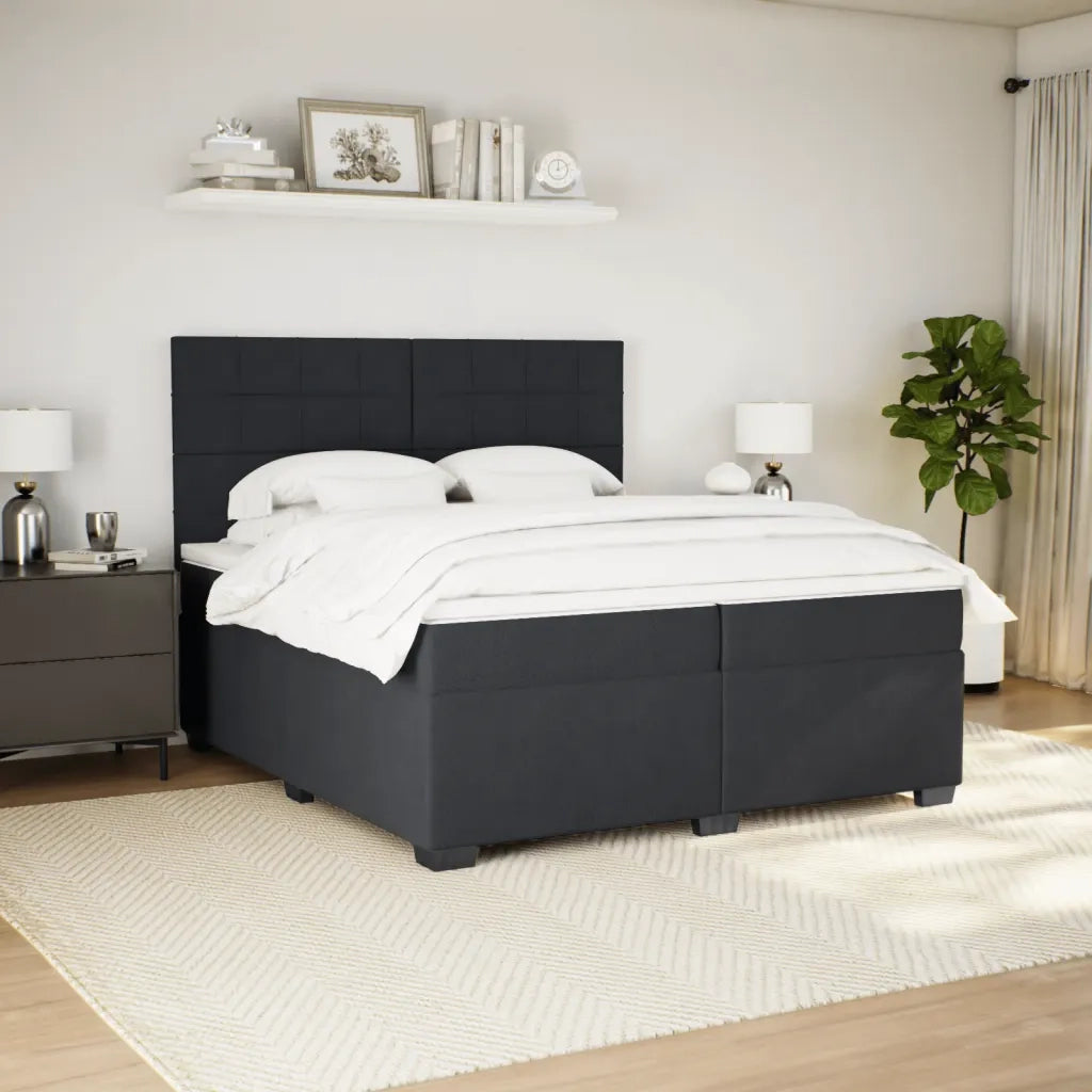 Giroletto a Molle con Materasso Nero 200x200 cm in Velluto 3291004