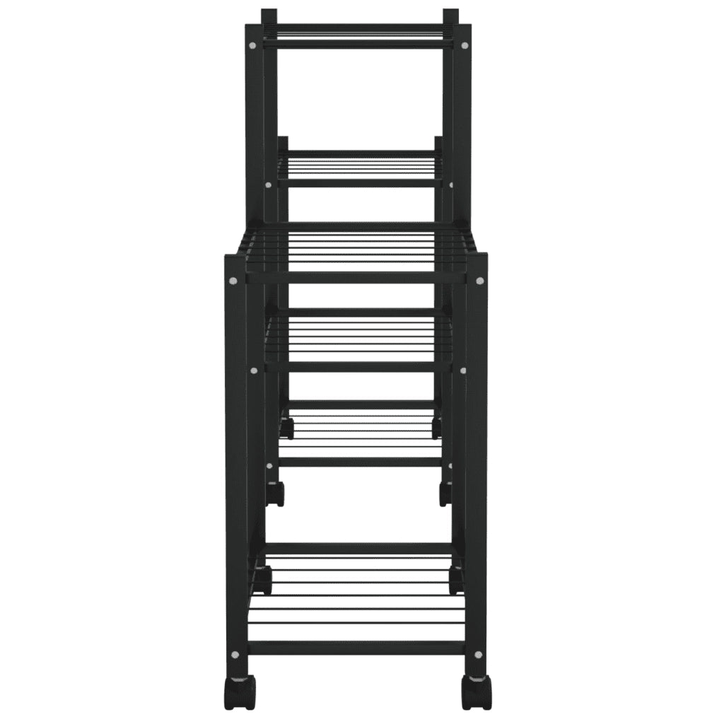 Portafiori con Ruote 83x25x63,5 cm Ferro Nero 343126