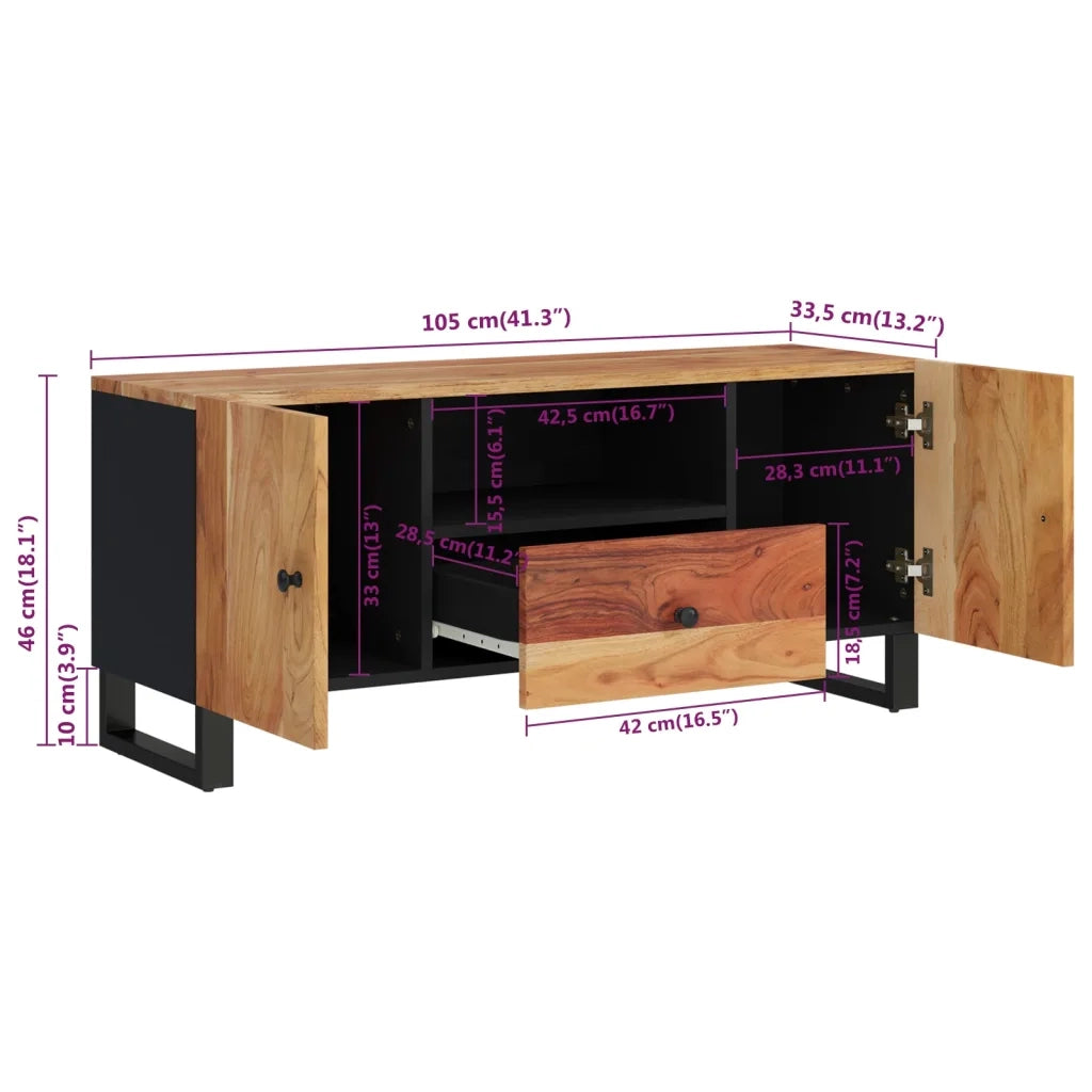 Mobile TV 105x33,5x46cm Legno Massello Acacia Legno Multistrato