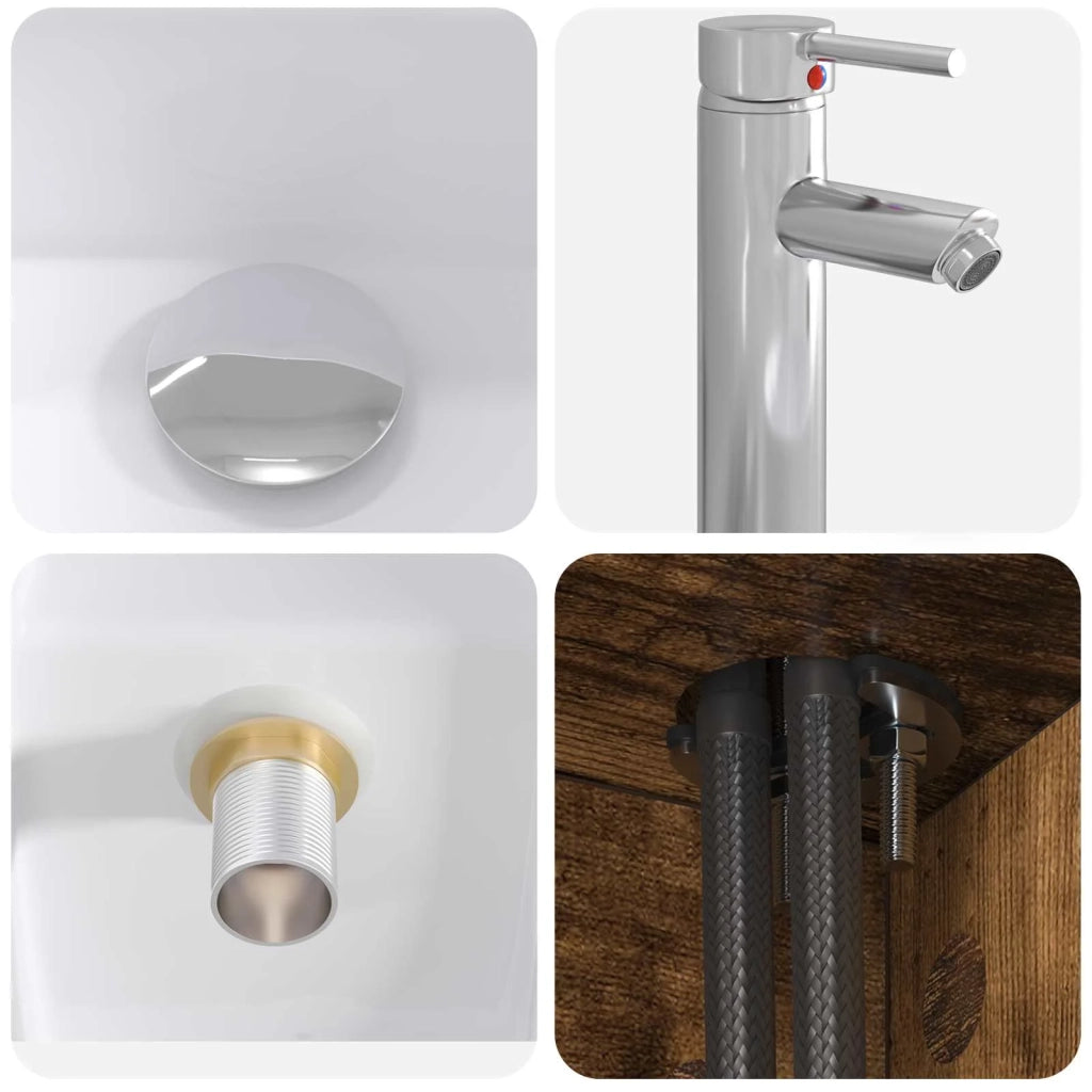 Set di mobili per il bagno 2 pz Rovere Fumo 3403980