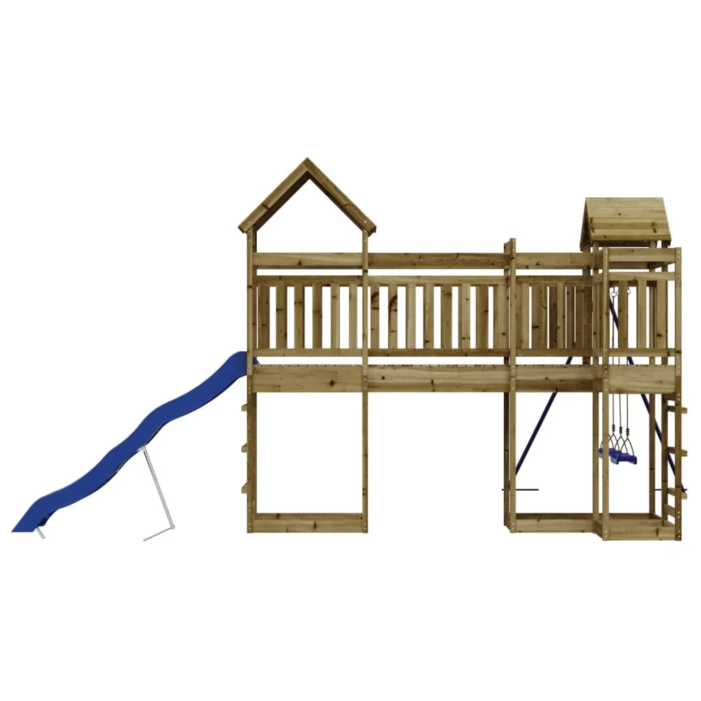 Altalene per parco giochi all'aperto scivolo altalene robuste giochi da giardino 362 x 560 x 264 cm legno di pino impregnato 02_0004787