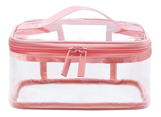Borsa Cosmetici Impermeabile - Transparente - Borsa a Tracolla - Chiusura a Righello - Borsa con Cerniera - Materiale PVC Resistente