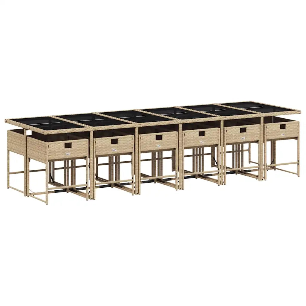 Set Pranzo da Giardino 13 pz con Cuscini Beige Misto Polyrattan 3211308