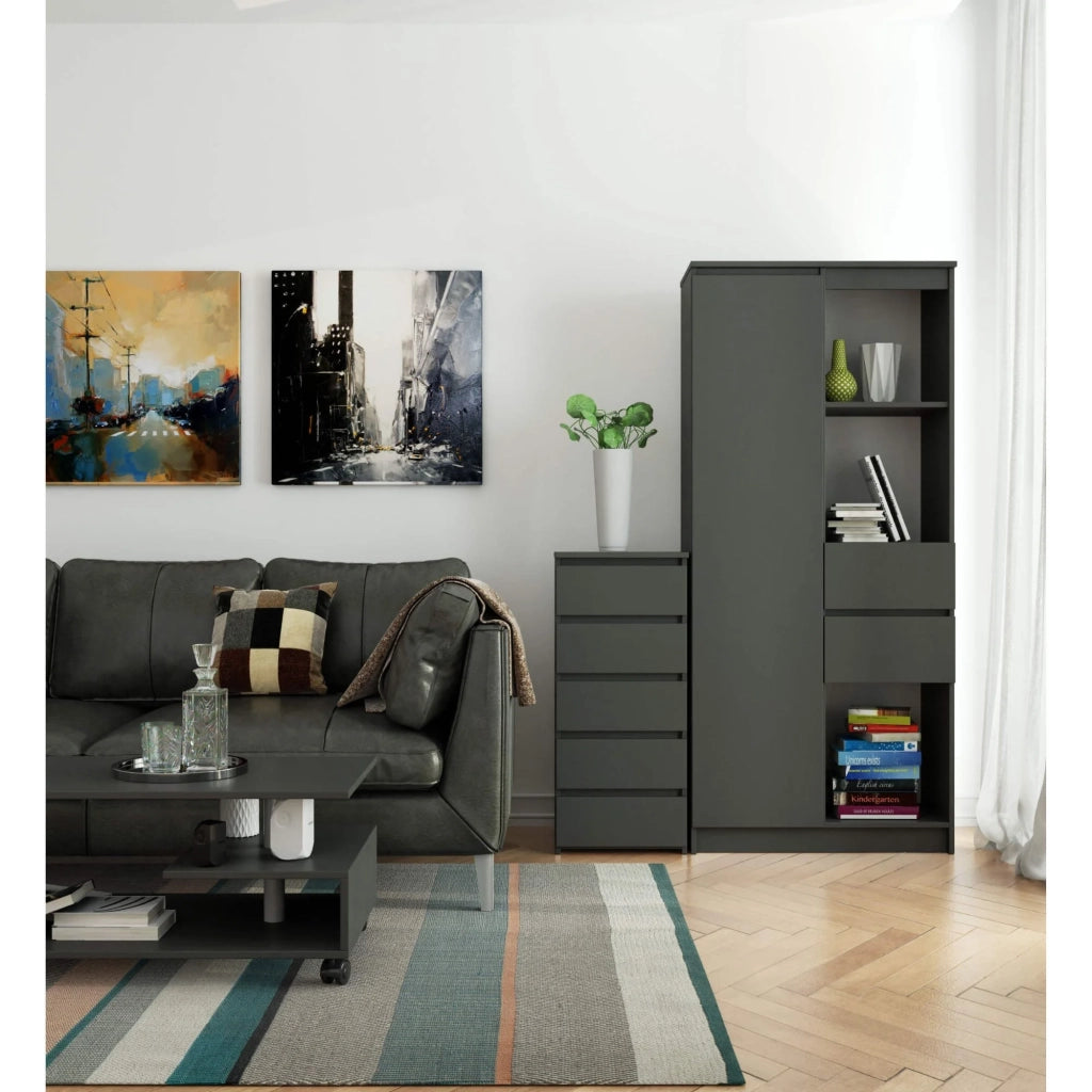 Cassettiera AKORD CL5 Cassettiera Grigia Grafite 40 cm 5 cassetti 40x35x92 cm