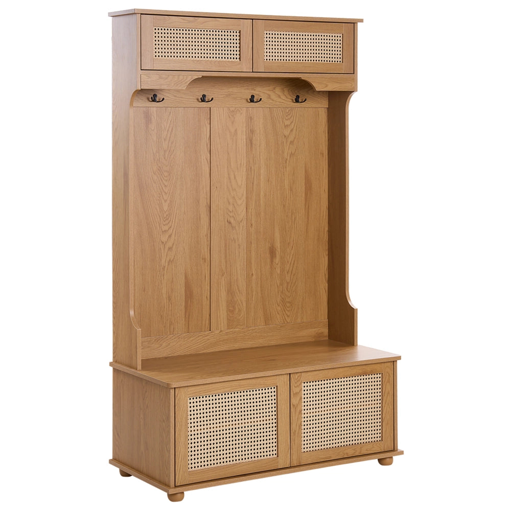 Scarpiera con appendiabiti MDF marrone chiaro 6 scomparti per scarpe 4 ganci