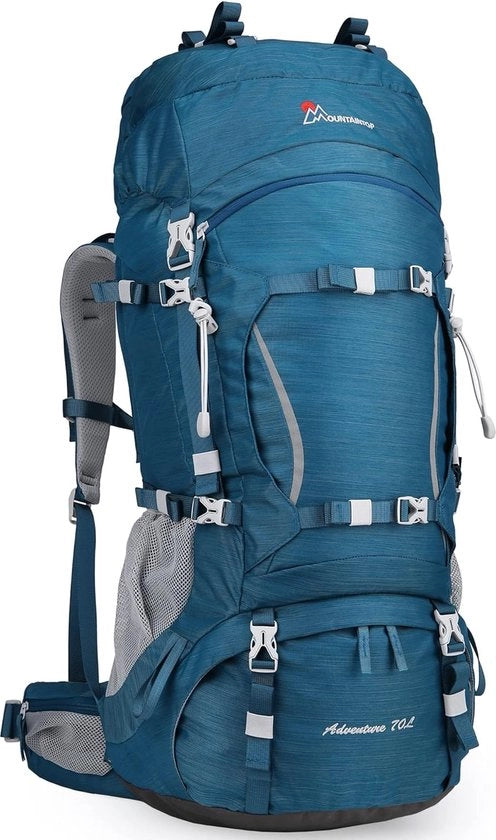 Zak da viaggio trekking 70L con telaio interno e copertura per pioggia per escursioni estive e invernali per uomo e donna
