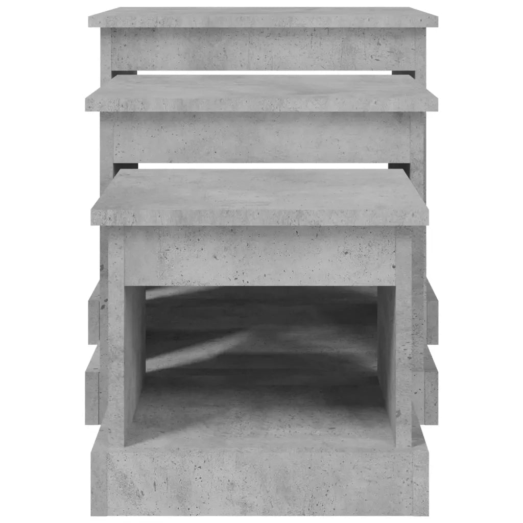 3 pz Tavolini da salotto | Tavolino da caff¨¨ | Tavolino da Soggiorno Grigio Cemento in Legno Multistrato