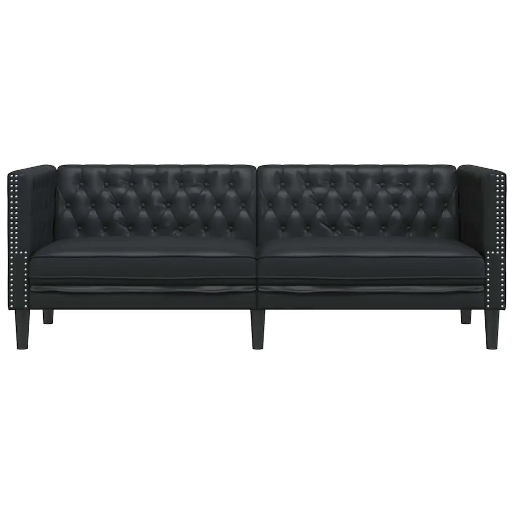 vidaXL Divano Chesterfield Nero 194 x 74.5 x 70.5 cm Pelle sintetica