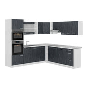 Cucina angolare completa R-Line Calce nera/Bianco 247 x 237 cm PL Marmo Vicco