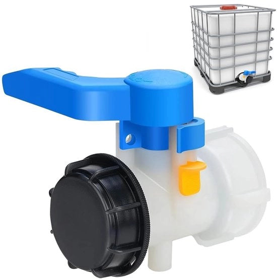 Klepkraan universale DN40 per contenitore IBC - Chiusura a vite 62 mm per serbatoio acqua - Adattatore per contenitore IBC