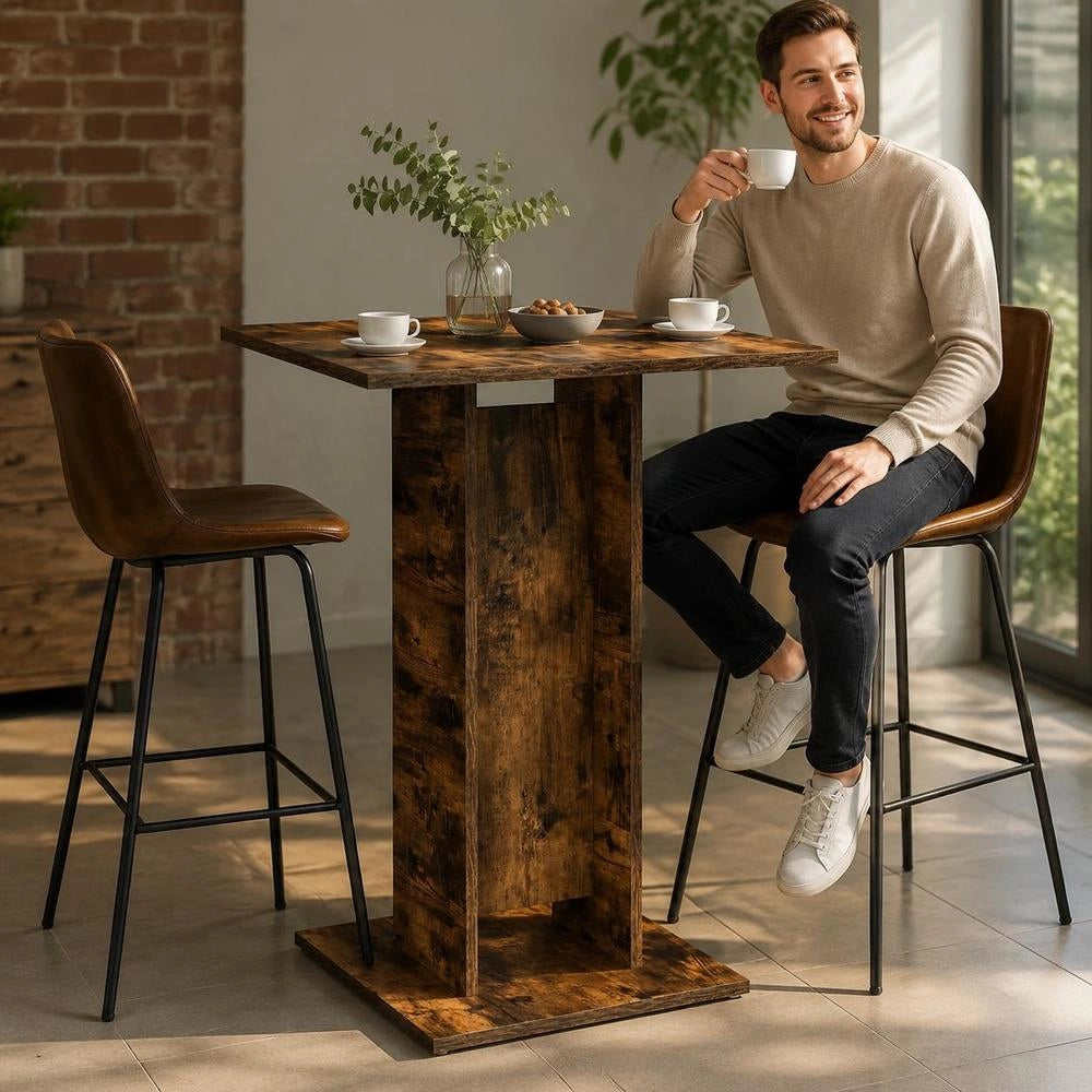 Bistro Table, Smoked Oak, 60x60x75 Cm, Engineered Wood