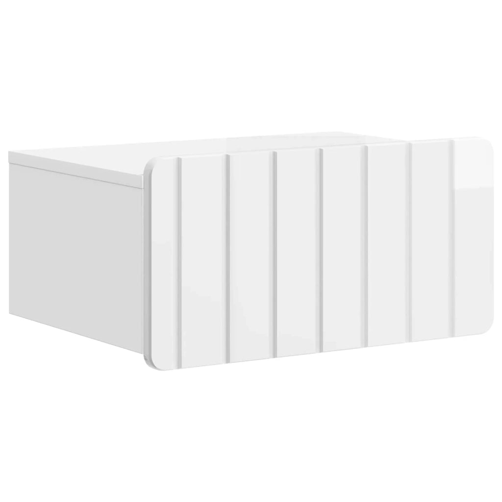 Comodino | Armadio da Notte | Mobiletto da notte a muro Bianco Lucido 49 x 34,5 x 24 cm