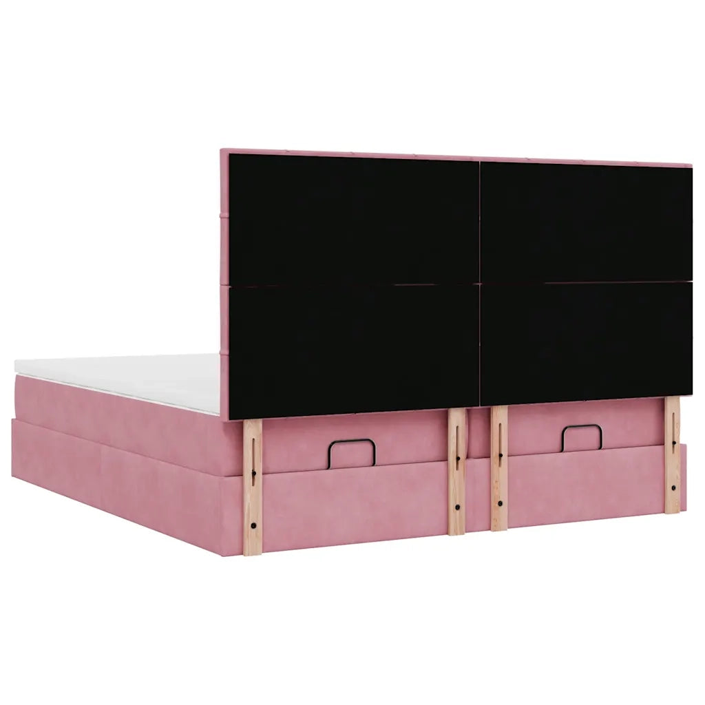 Struttura Letto Pouf con Materassi Rosa 200x200 cm Velluto 3314632