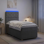 Letto Box Spring LED con Materasso Grigio Scuro 90 x 190 cm 3455756