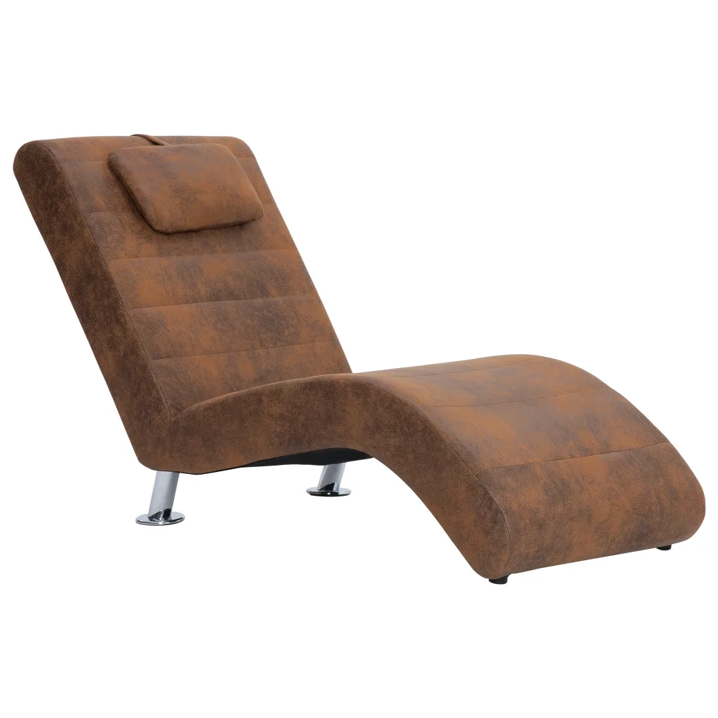 Sdraio con Cuscino Marrone in Pelle Sintetica Scamosciata CFW6905310