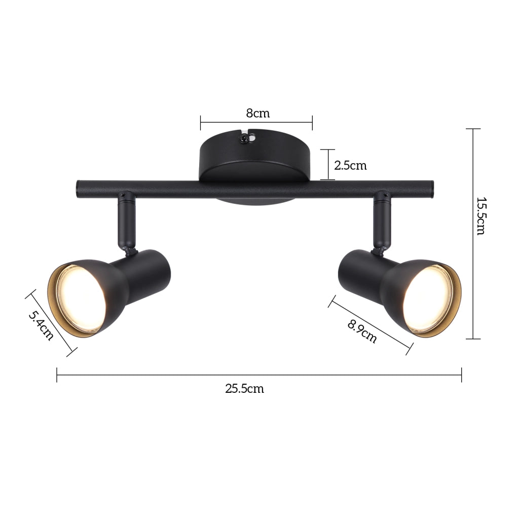 ZMH Faretto da soffitto neri 1 luce GU10 orientabili 350° metallo design moderno senza lampadina