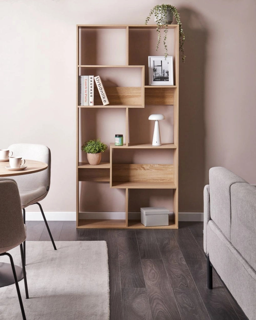 Libreria a 6 ripiani in truciolato Marrone chiaro stile minimalista