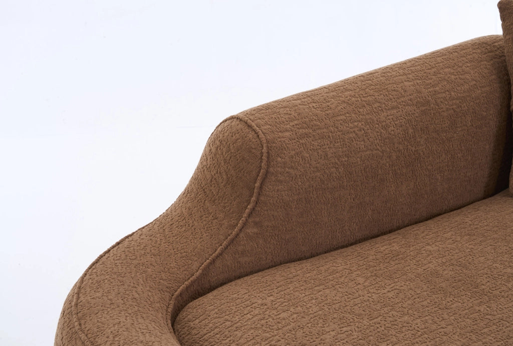 Chaise longue 2 posti in ciniglia caramello 155x96x65 cm con cuscino