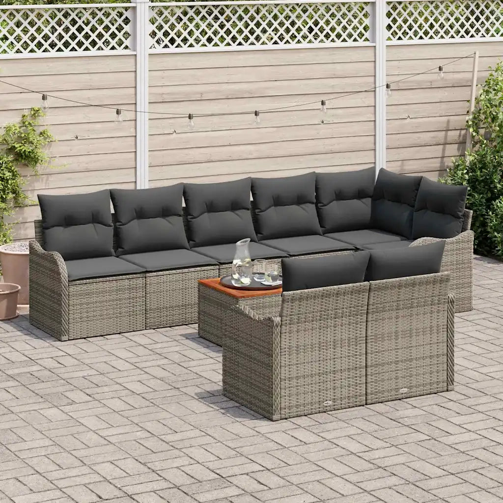 Set Divano da Giardino 9 pcs Grigio polyrattan 3356137
