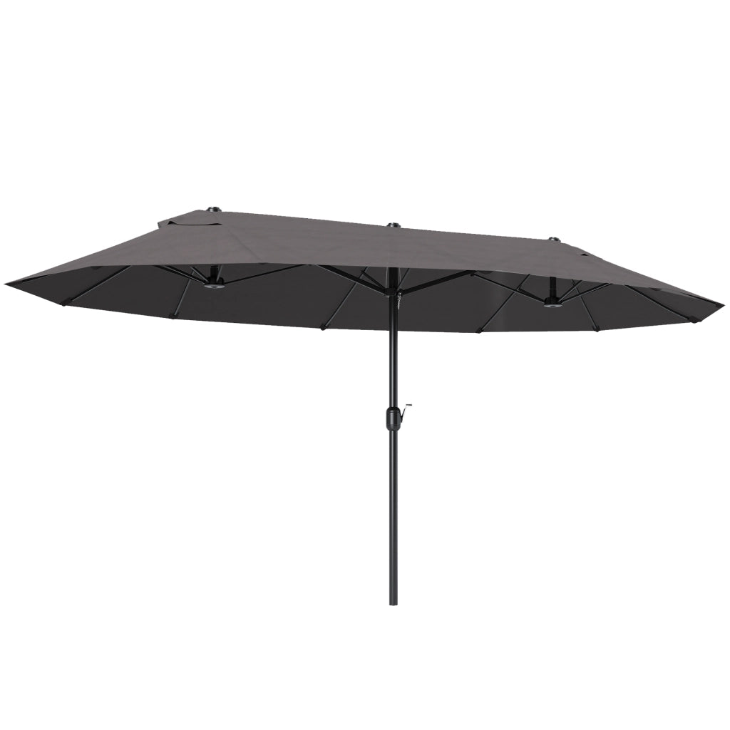 Ombrellone da Giardino ¨C Zephmum ¨C Grigio 4.6x2.7 m 12 Stecche Acciaio Poliestere
