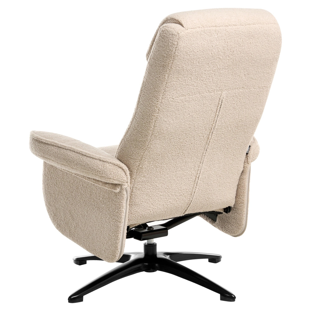 Poltrona reclinabile Beige con poggiapiedi Tessuto Boucle Girevole Struttura in metallo Design retrò