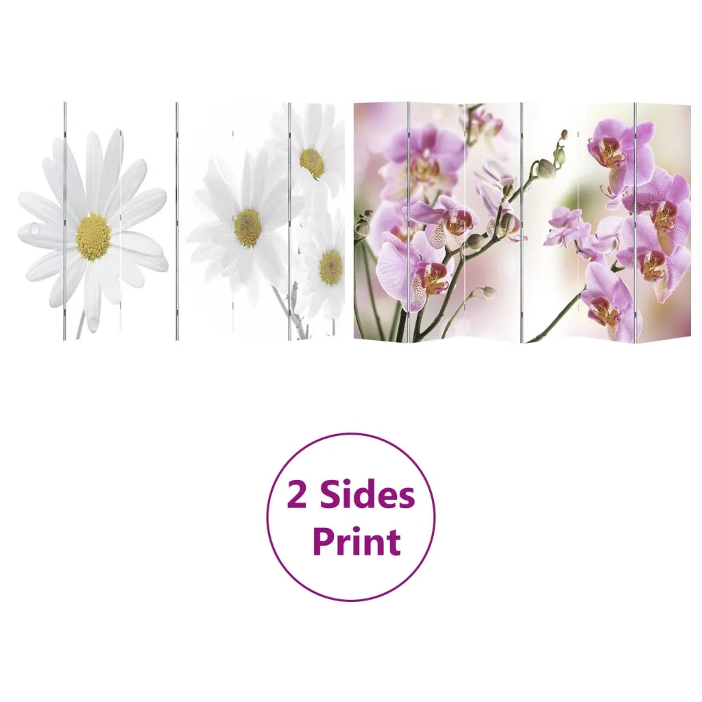Paravento Pieghevole 217x170 cm con Stampa Fiore 240481