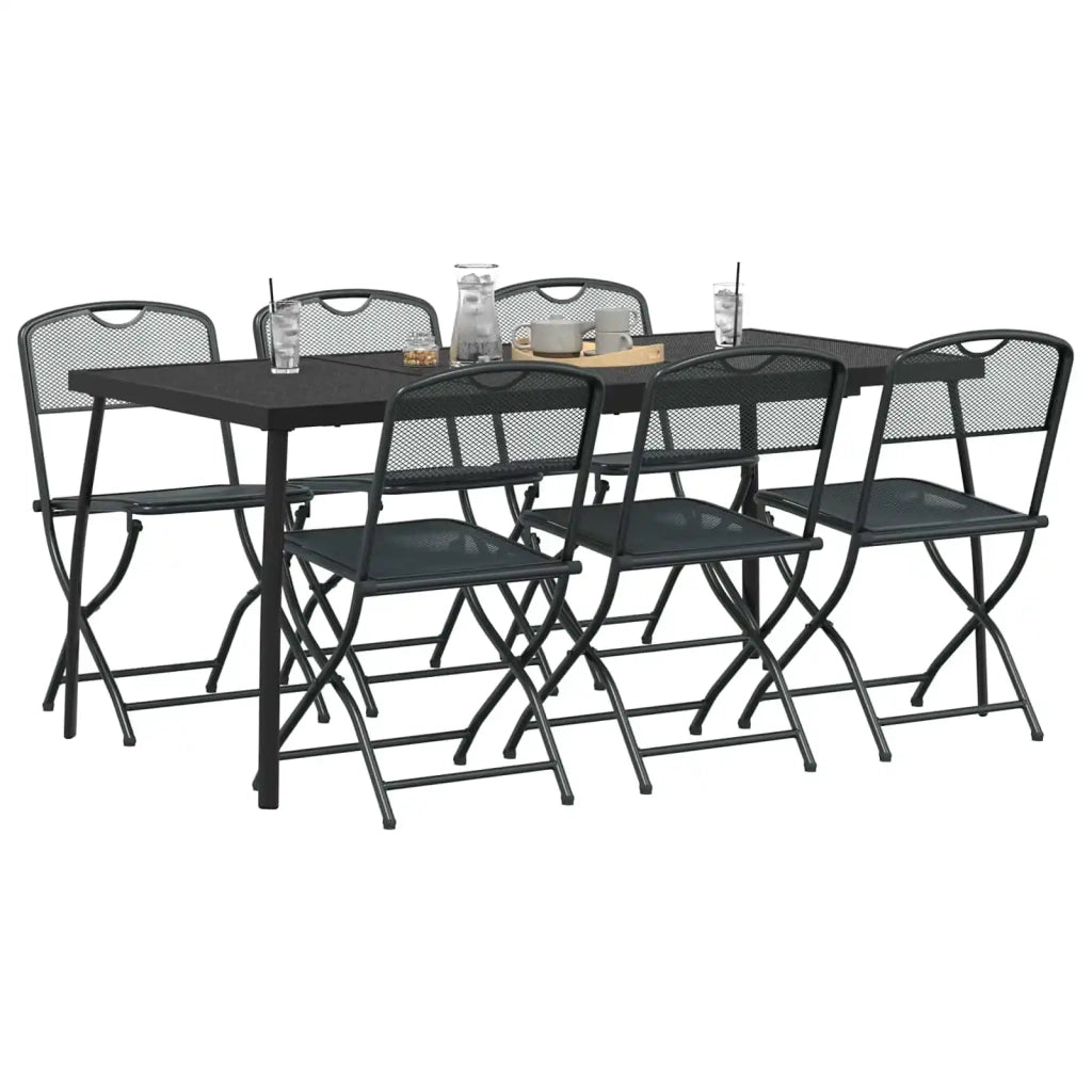 Set di Mobili da Esterno 7 pcs Antracite Ferro e Acciaio