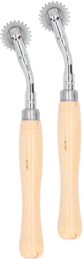 Tracciamento a due pezzi - Strumento DIY per cucire - Perforatore - Legno di noce - Acciaio inossidabile - Diametro 20mm - Ruota per cucire