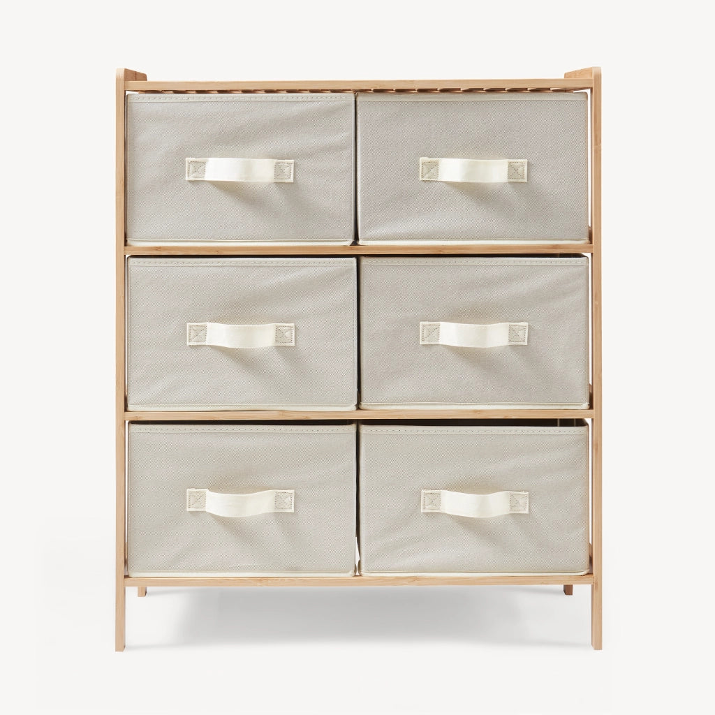 Cassettiera Maldon Comò Organizzatore con 6 Cassetti 79 x 66 x 35 cm - Naturale / Beige [en.casa]