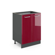 Vicco Mobiletto base cucina Rosso lucido 60 cm senza piano di lavoro