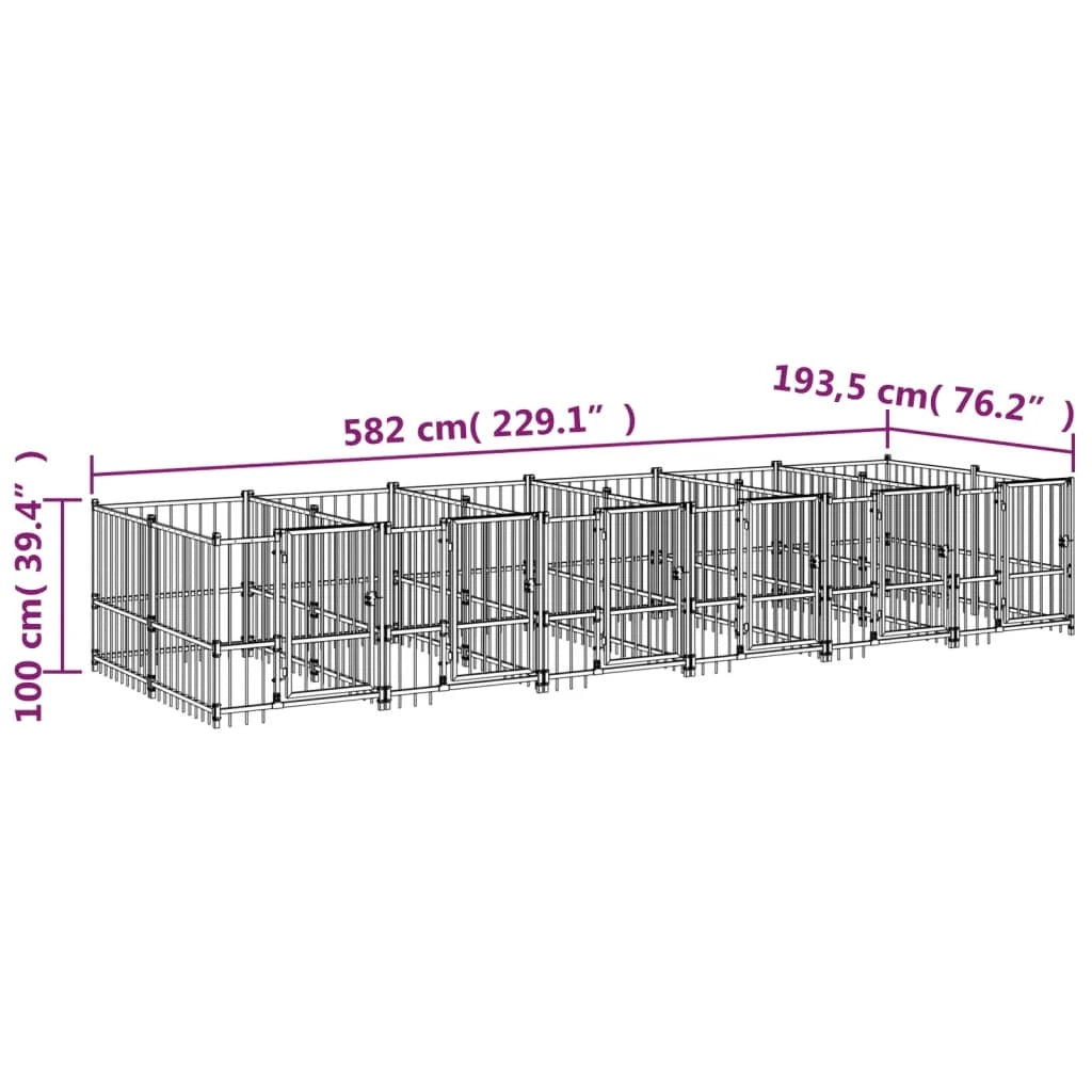 Gabbia per cuccia recinto per animali da esterno per cani in acciaio 11,26 m² nero 02_0041782