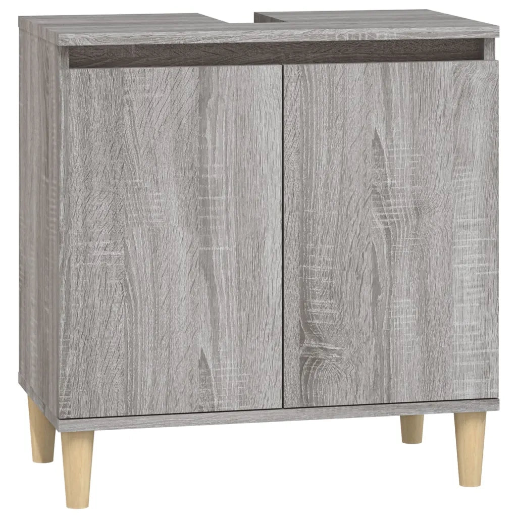 Set Mobili da Bagno | Armadio da bagno 3 pz Grigio Sonoma in Legno Multistrato