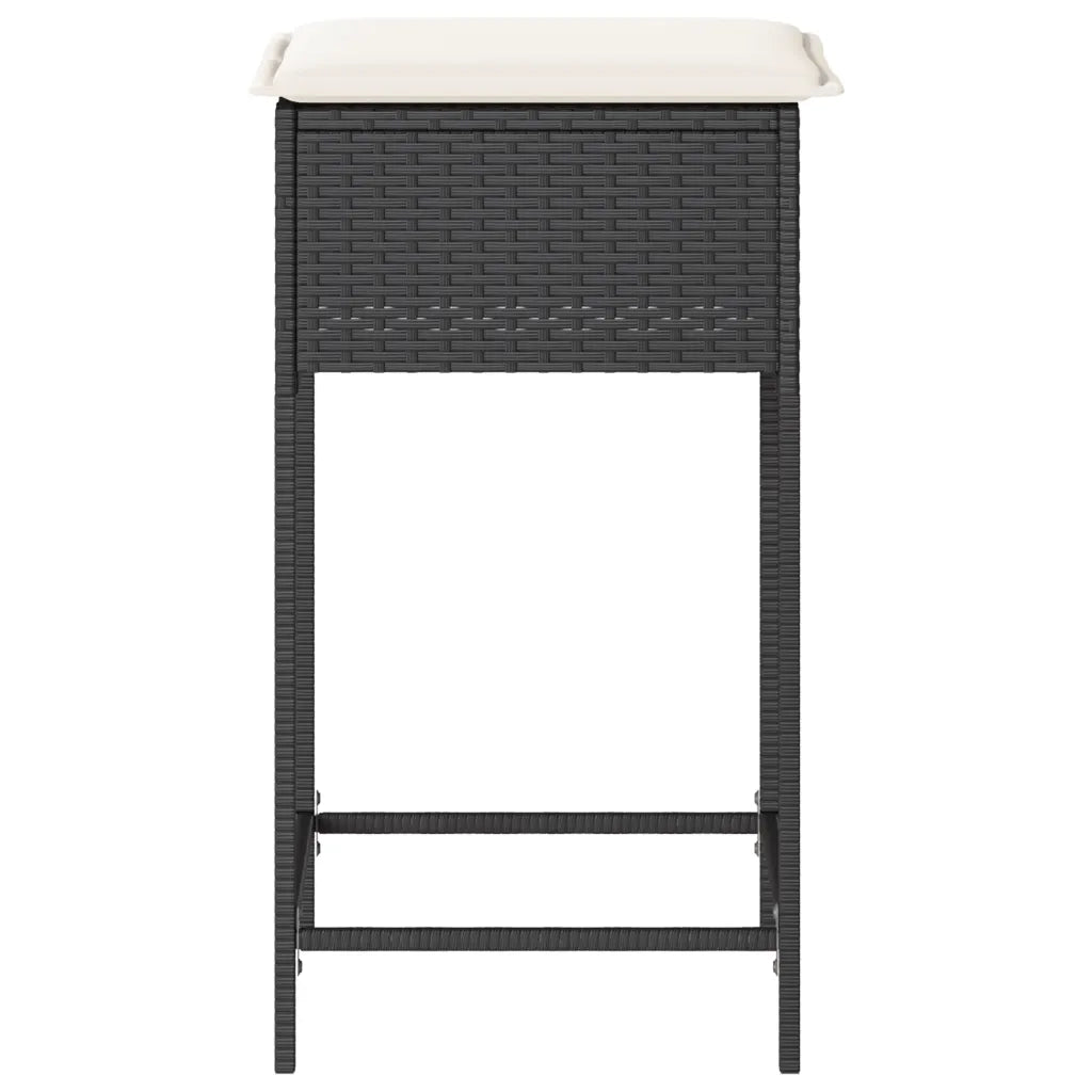 Sgabelli da Bar con Cuscini 2 pz Neri in Polyrattan 368317