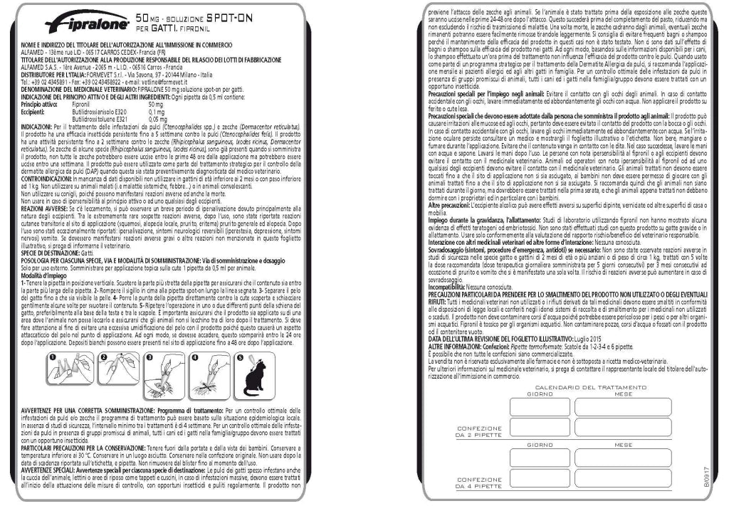Antiparassitario Fipralone Spot On Gatto Formevet pipette 4