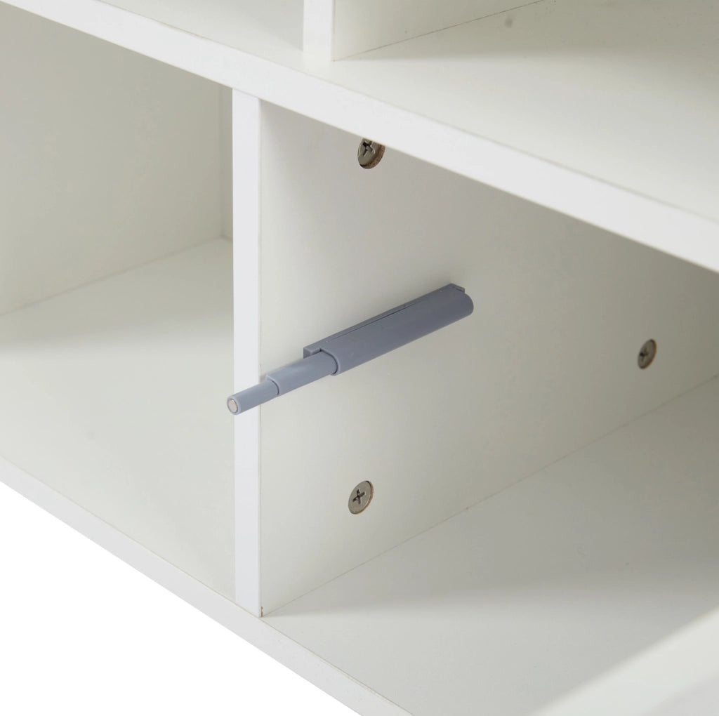 Tavolino da caff猫 100x50x43 cm; luci LED da app e prese USB; 2 armadi e 2 vani; truciolare bianco