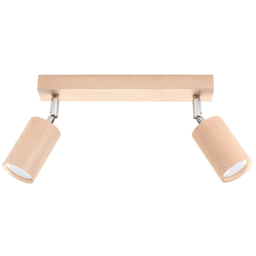 Plafoniera Pure Lume Montan 2 luci legno cromo GU10