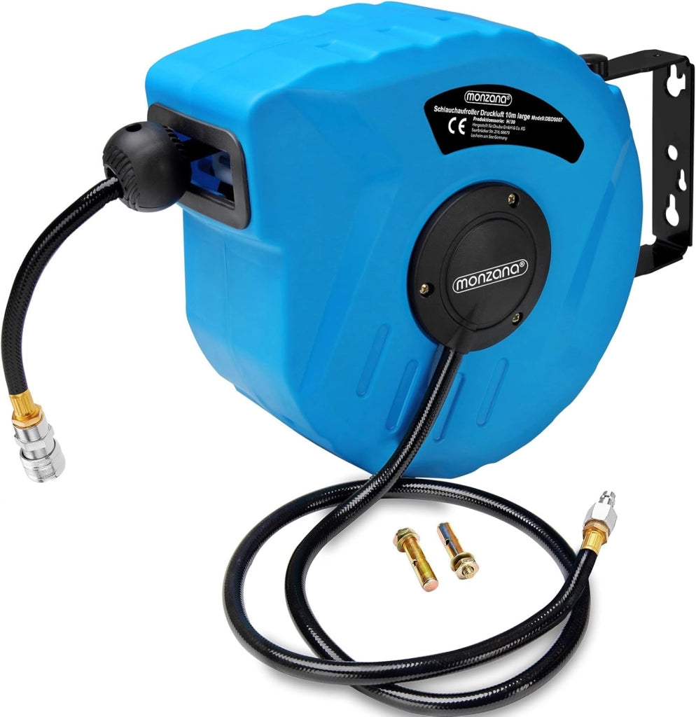 Avvolgitubo per Aria Compressa Tubo 10m 1/4' Sega a Gattuccio + 6 Lame 10.000 U/min