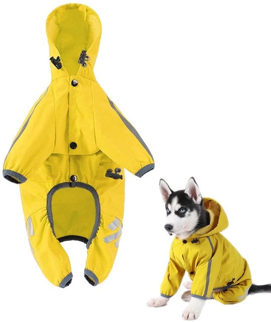 Impermeabile giacca per cani con cappuccio - vestibilità regolabile