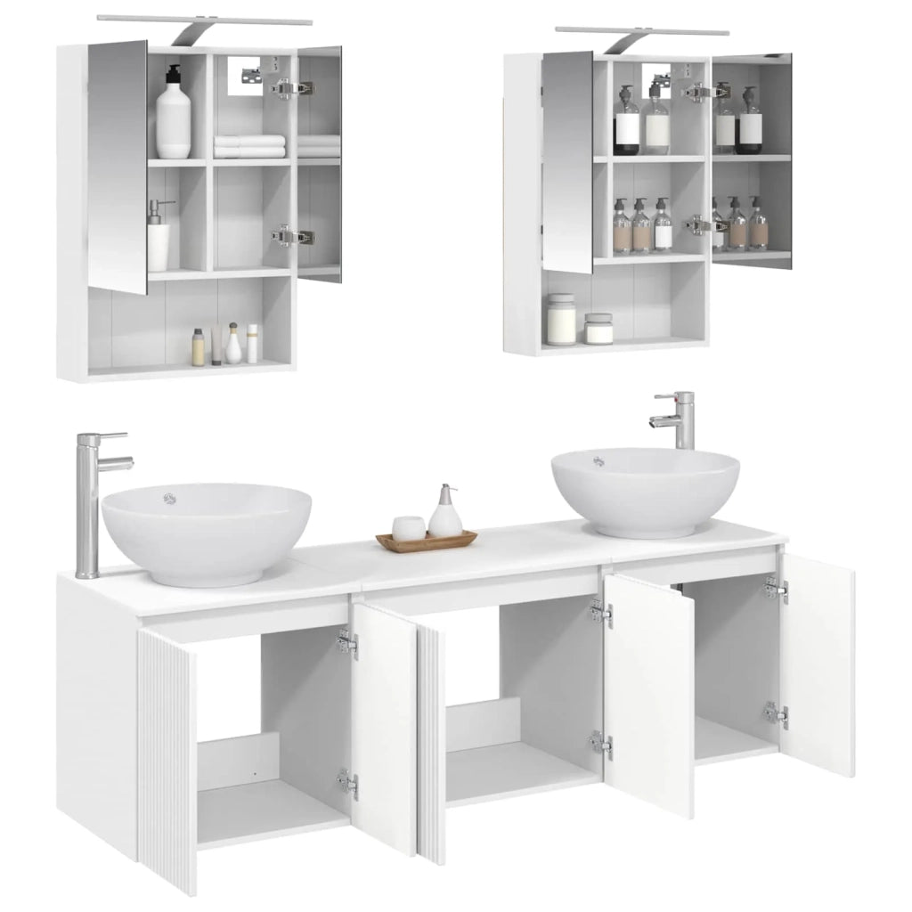 Set di Armadi da Bagno 5 pcs Bianco Legno ingegnerizzato 3406479
