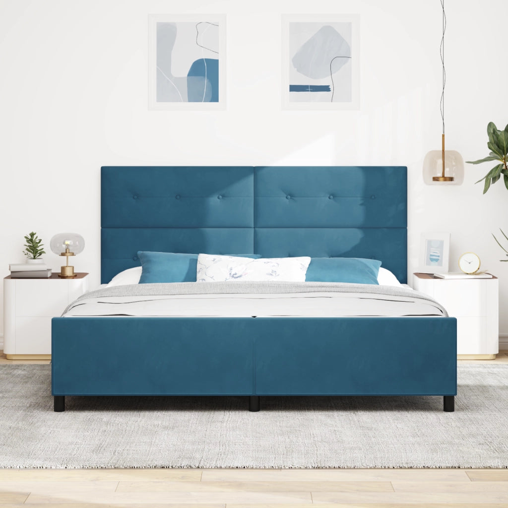 Letto Blu Scuro 200x200 cm in Velluto