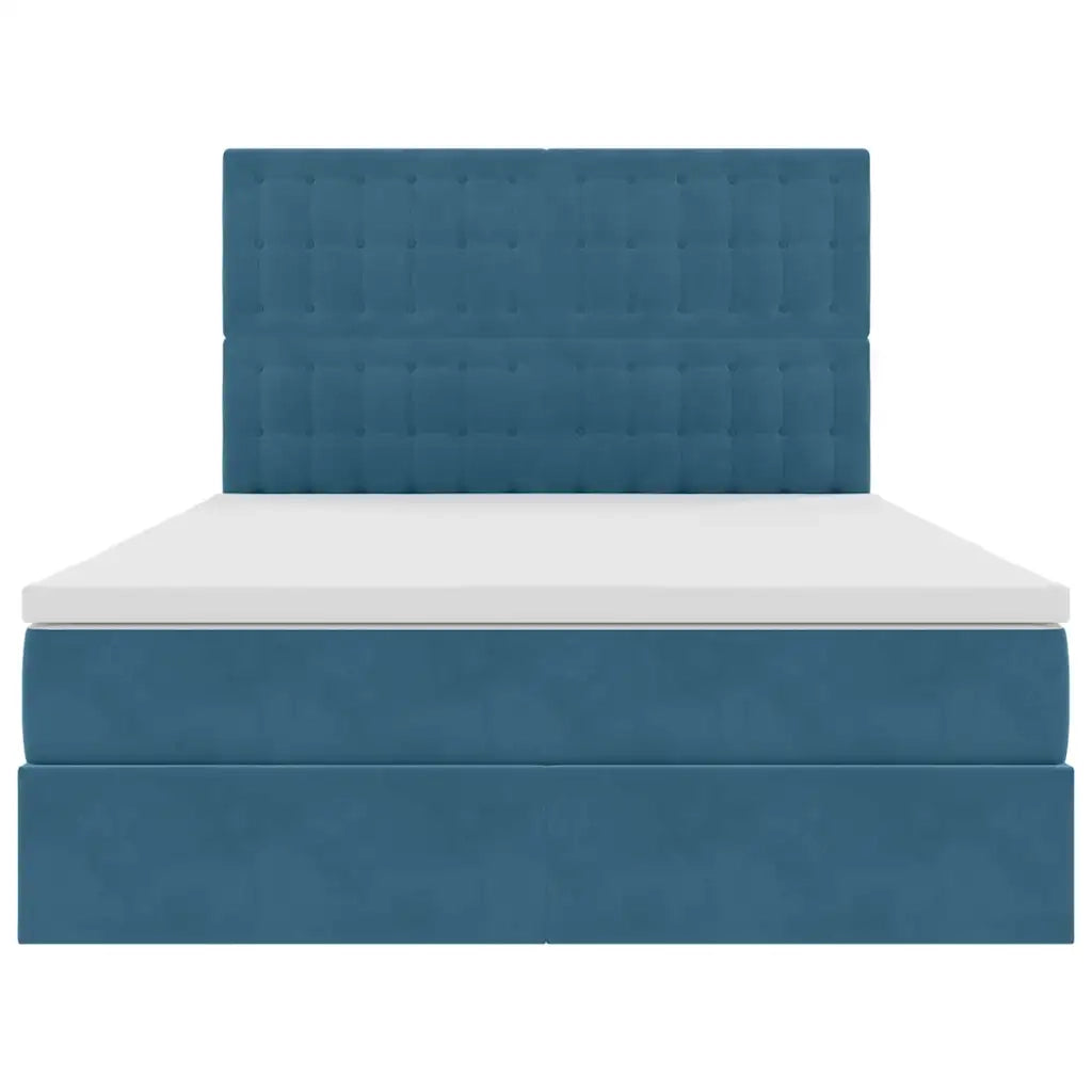 Letto con contenitore LED e materasso Blu Scuro 140 x 200 cm