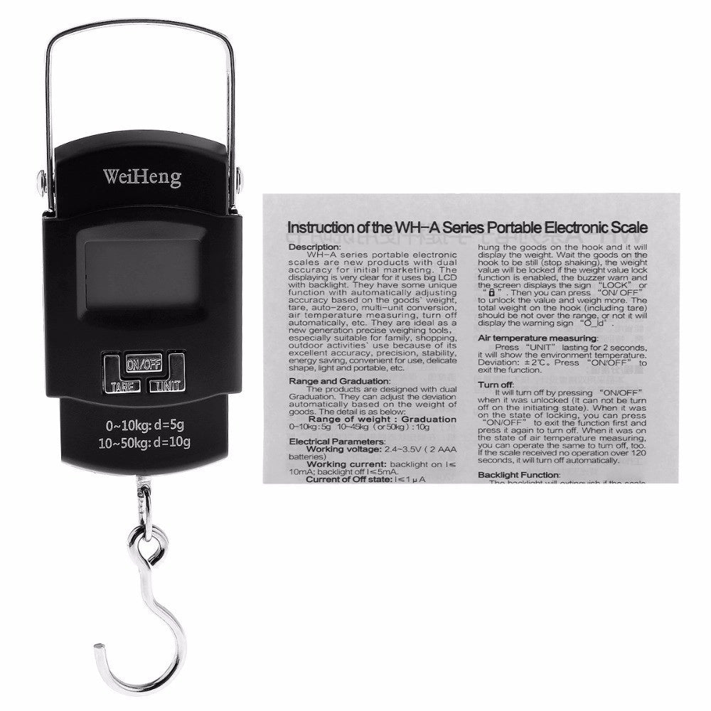 Trade Shop - Bilancia Portatile Elettronica Per Pesca Caccia Pesa Bagagli 50 Kg Wh-a08 -