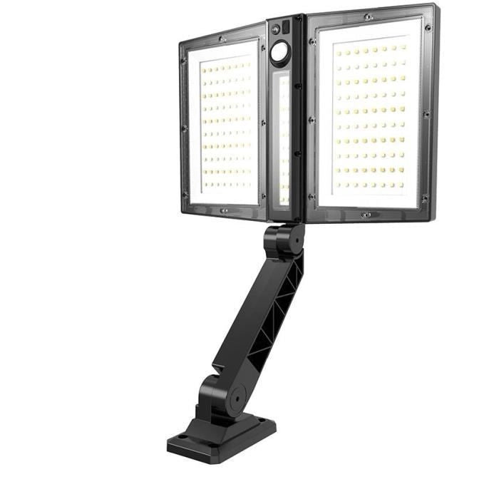 Faretto solare - LUMISKY - CLIPPER BLACK - 37 cm - 2 teste nere - Rilevatore di movimento orientabile - LED bianco