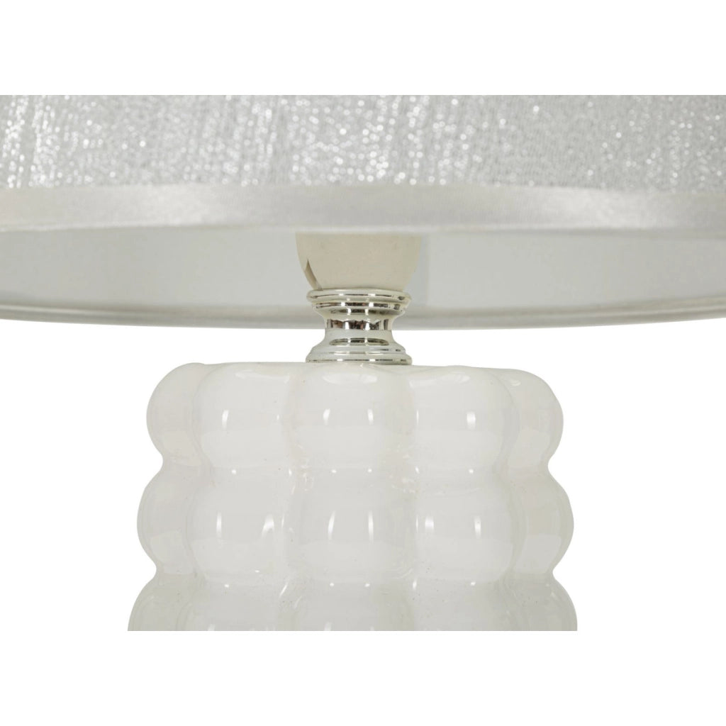 Lampada da tavolo Lace bianca e argento in ceramica Ø23×33 cm