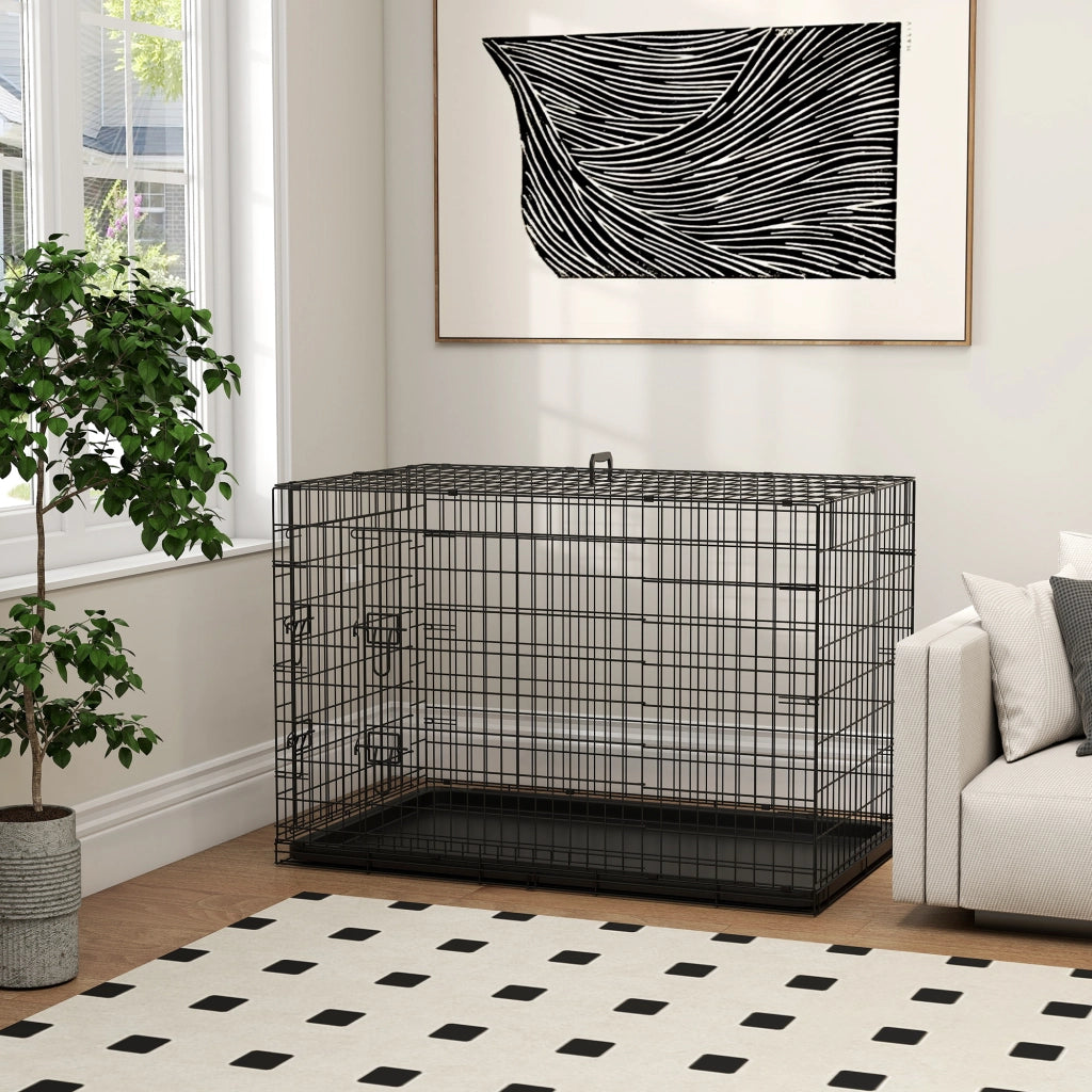 Gabbia per Cani Pieghevole ¨C zephmum ¨C Griglia Acciaio Nero 106x68x76 cm