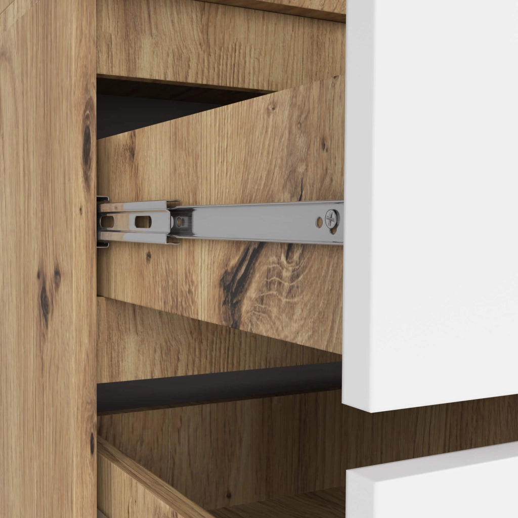 Armadio AKORD S90 Quercia Artisan 90 cm 2 ante 2 cassetti inserto frontale Bianco 90x51x180 cm