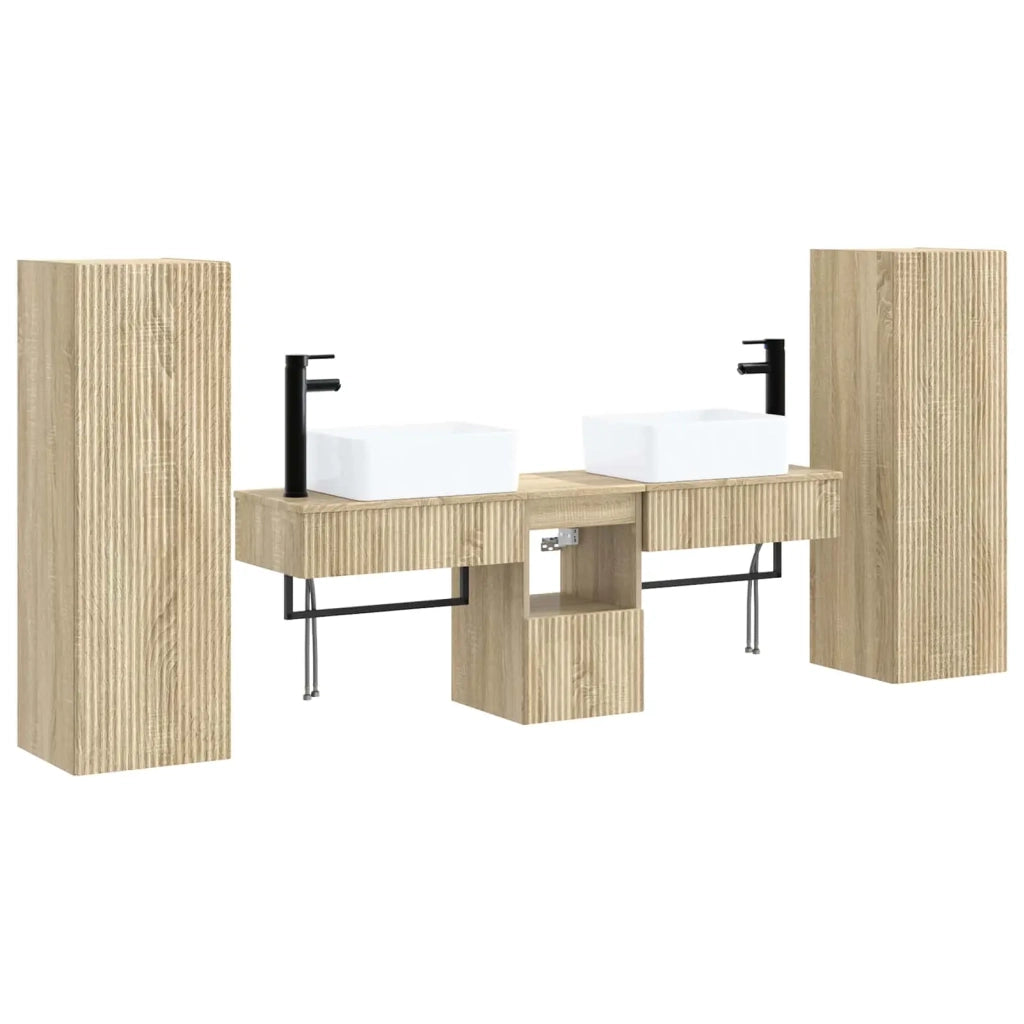 Set di mobili per il bagno 5 pz Rovere Sonoma 3405975