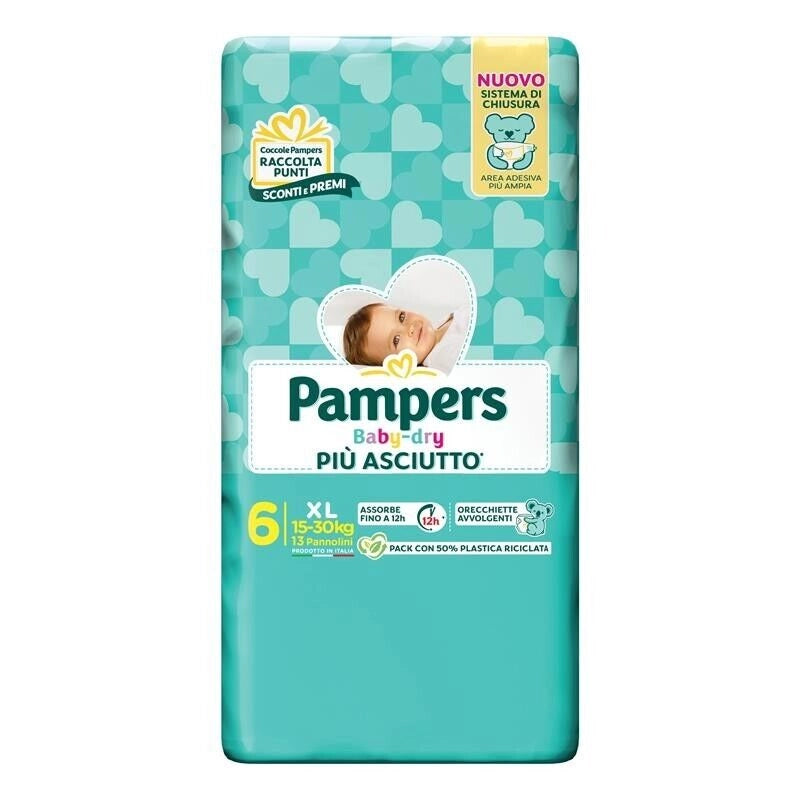 PAMPERS BABY DRY 6 EXTRA LARGE 15-30KG IN CONFEZIONE 13 PEZZI